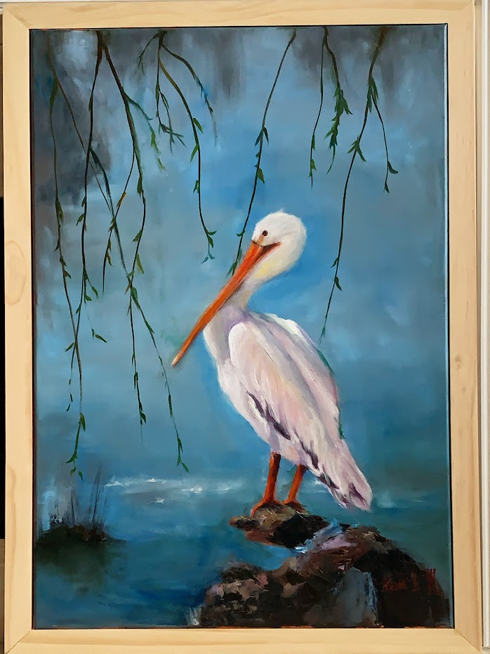 Pelican - Oil Painting - Oil Painting - 36"x24" on stretched canvas. It is ready to hang.