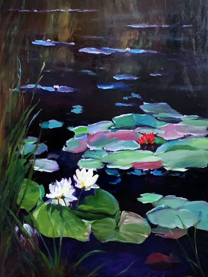 WATERLILIES , 40 x 30 inches, oil painting
