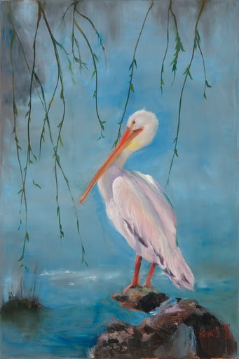 Pelican - Oil Painting - Oil Painting - 36"x24" on stretched canvas. It is ready to hang.