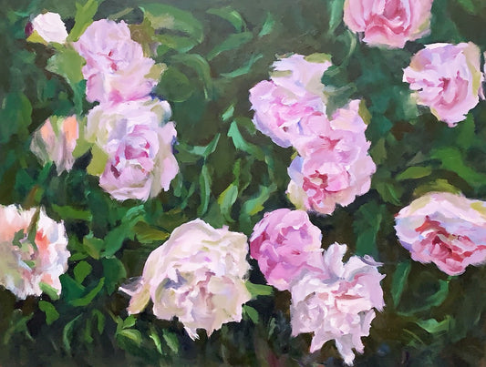 Pink Rose Flowers - Oil Painting - 30"x24" on stretched canvas, It is ready to hang.