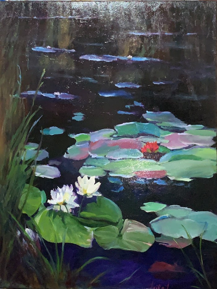 WATERLILIES , 40 x 30 inches, oil painting