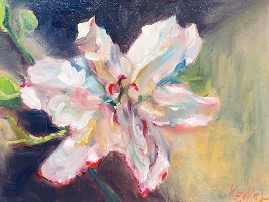 WHITE LILY Flower - Oil Painting - 14"x11"