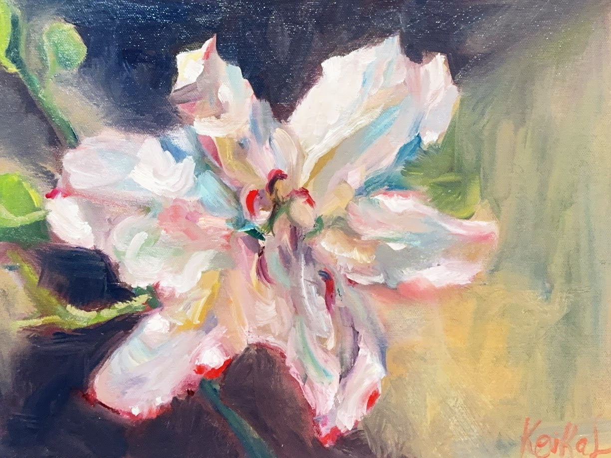 WHITE LILY Flower - Oil Painting - 14"x11"