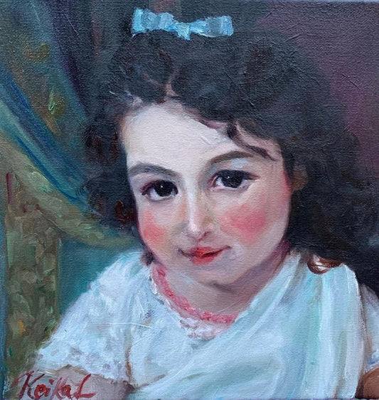 Baby Girl Portrait - Oil Painting - 12"x12"