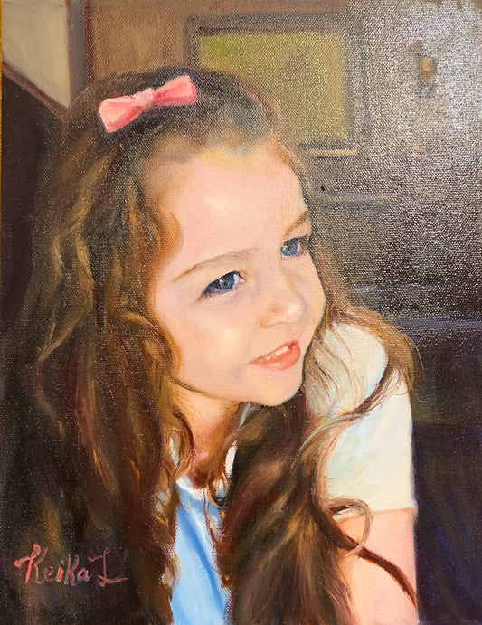 Baby Girl Portrait - Oil Painting Commission Example - 11"x14"